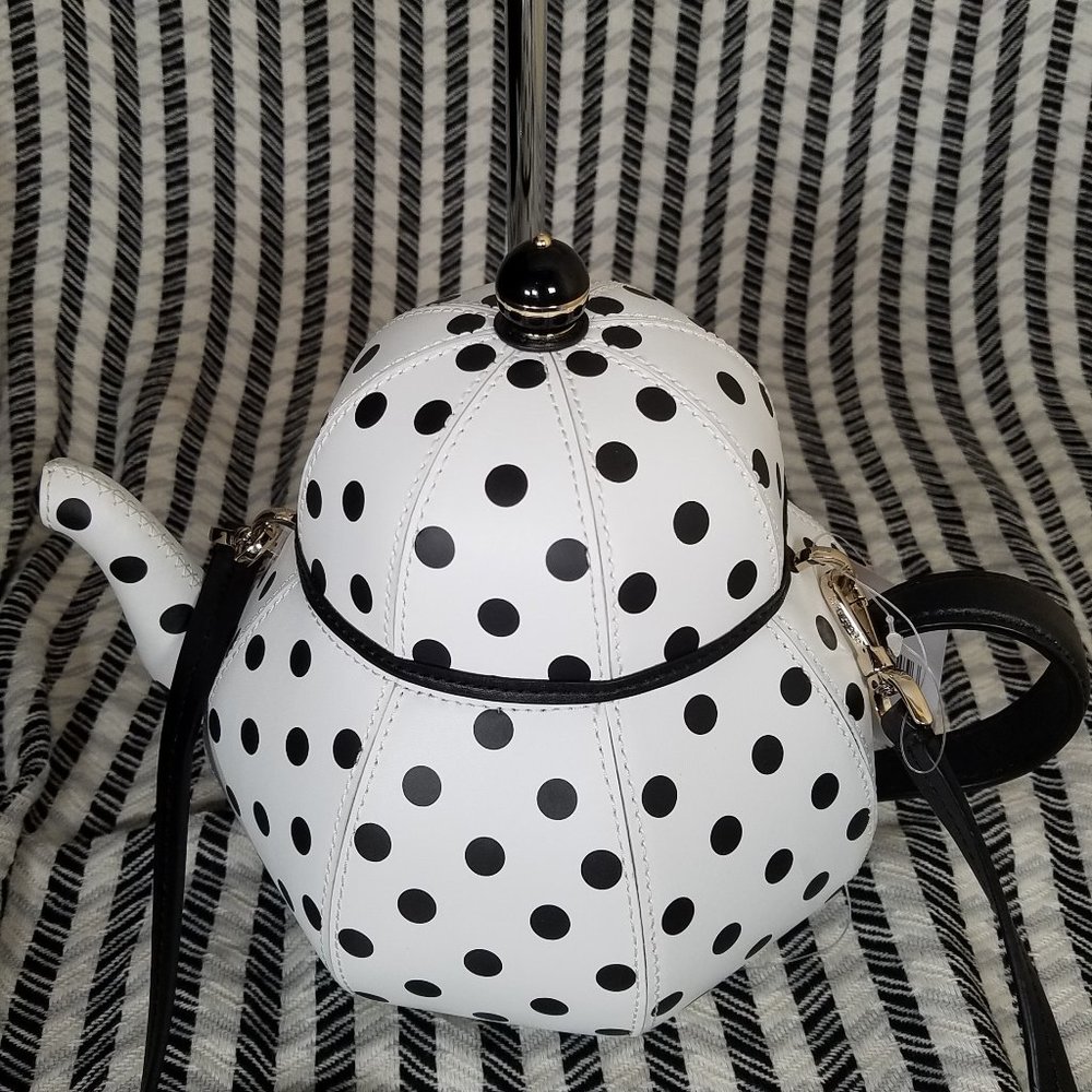 MAKE AN OFFER kate spade alice teapot tea party white crossbody new with tag - Picture 1 of 4